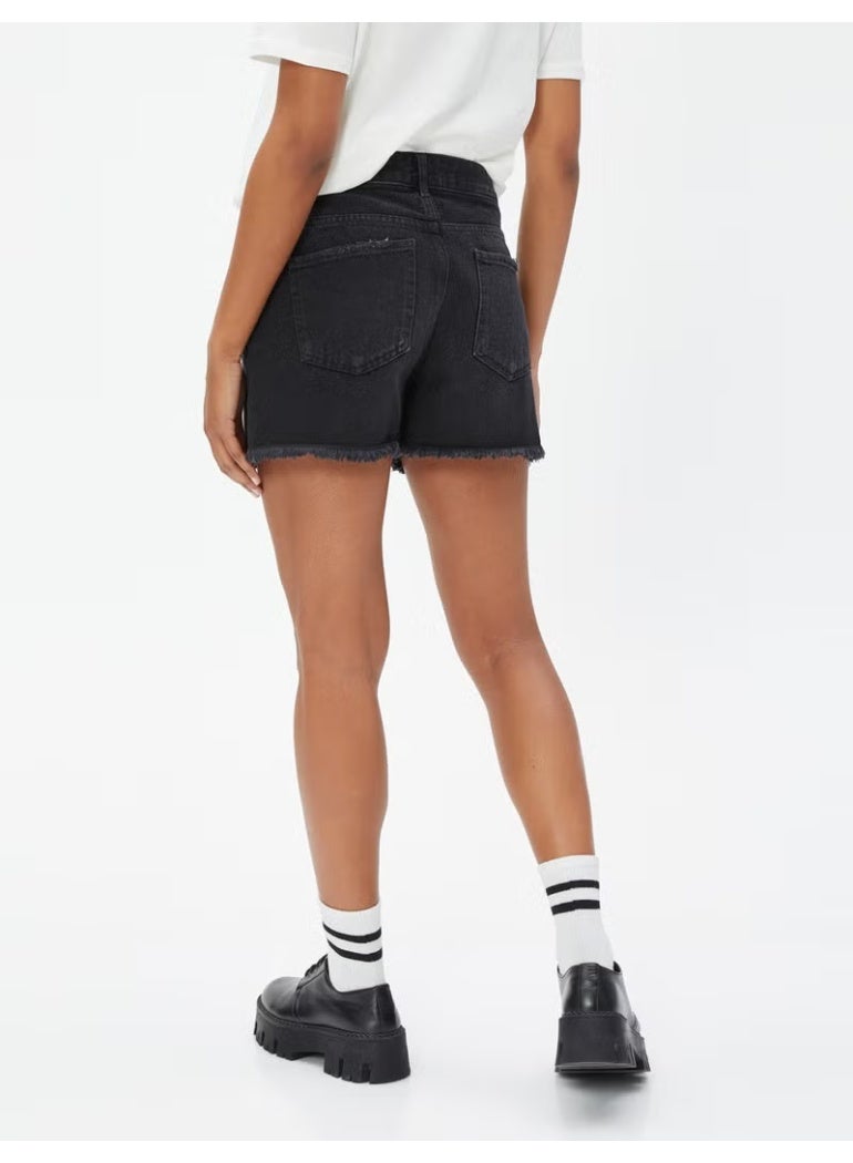 KOTON Cotton Denim Shorts Mini Pocket Detailed Cotton - Image 3
